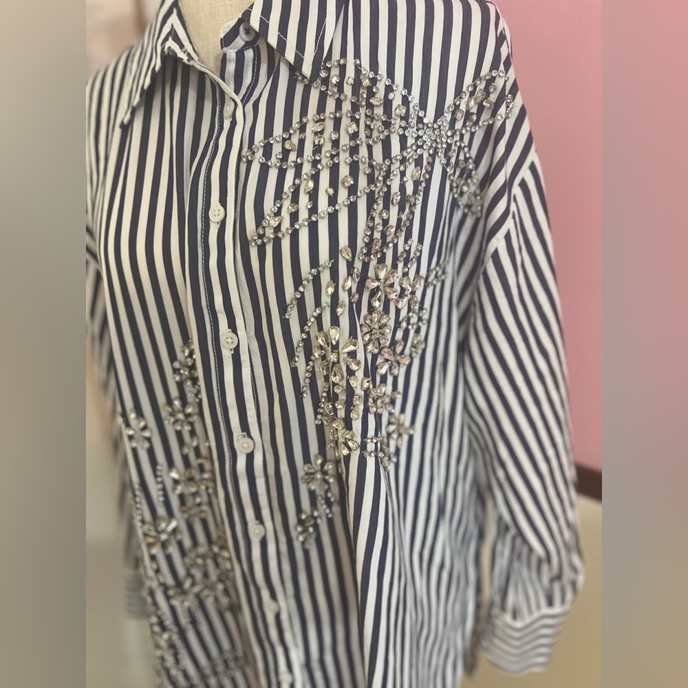 Crystal Embellished Maeve Button-Down - Picture 2 of 9